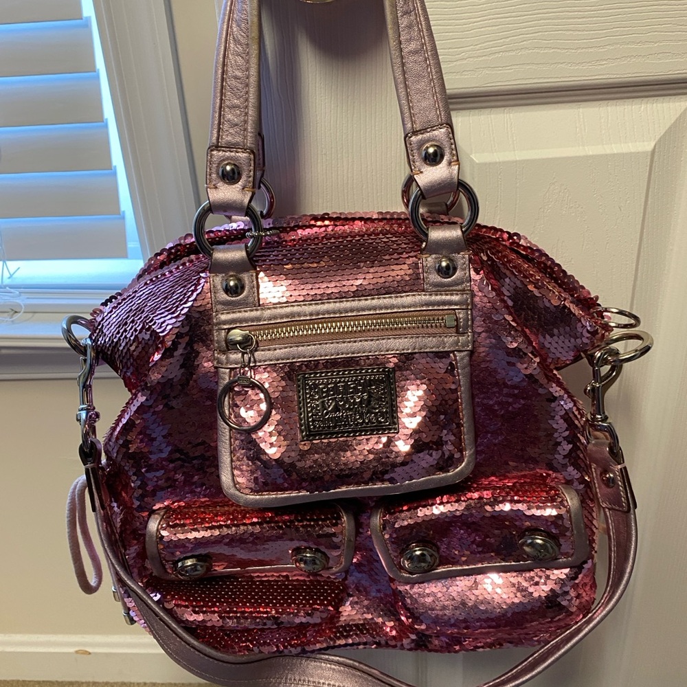 Light Pink Coach Sequin Tote Bag/Purse